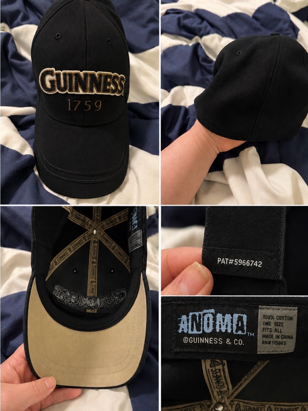 Guinness Black Baseball Cap with Gold Embroidery